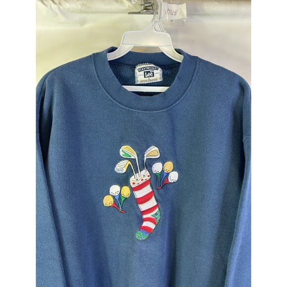 VTG 90s Christmas Stocking Golf Clubs Balls Faded Crewneck Sweatshirt - Picture 5 of 8